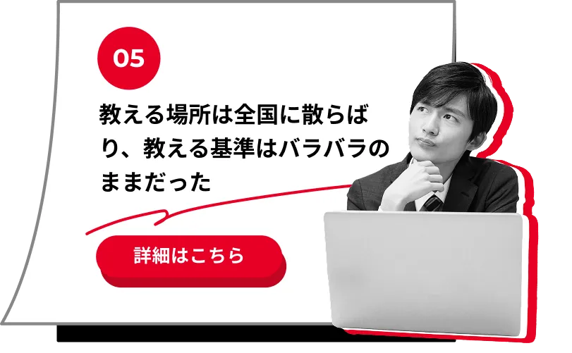 教える場所は全国に散らばり、教える基準はバラバラのままだった